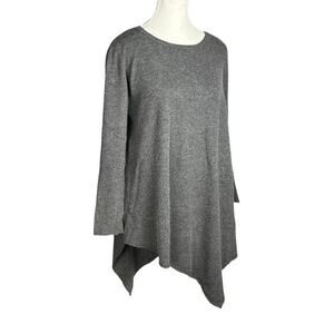 JOIE Cashmere Wool Sweater Womens Small Asymmetrical Hem Crew Neck Long‎ Relaxed
